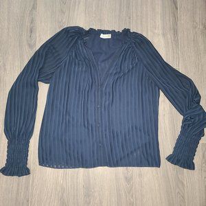 EUC Ramy Brook size 2XS Chiffon button Top Blouse Long sleeve